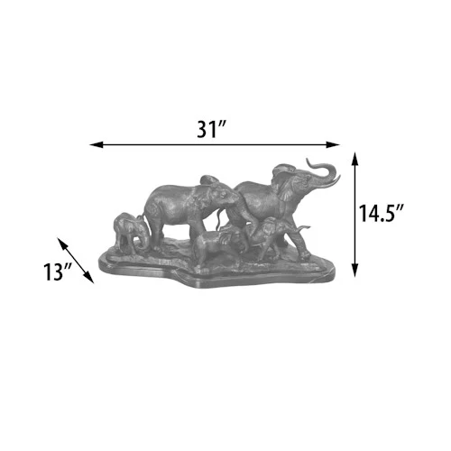 Five Elephants Bronze Sculpture - Image 9