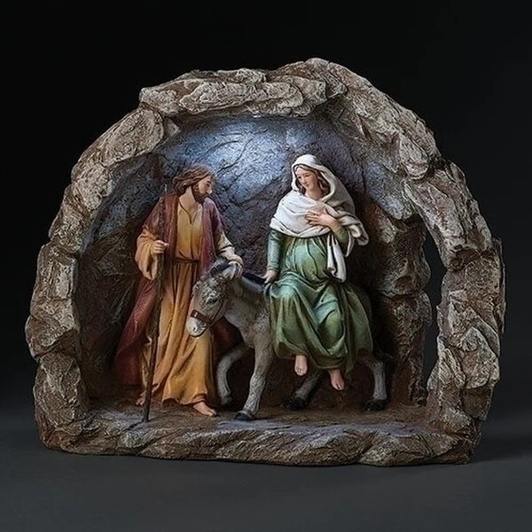 Flight into Egypt In Cave Lighted Sculpture