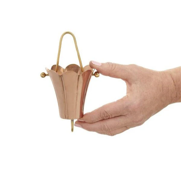 Fluted Flowers Rain Chains Copper Downspout - Image 2