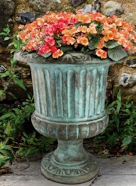 Fluted Urn Small Cast Stone 18" High