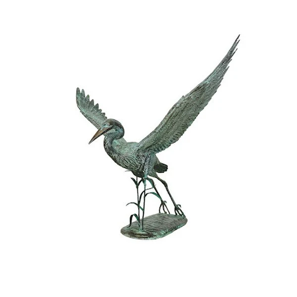 Flying Bronze Heron Statue Taking Flight - Image 2