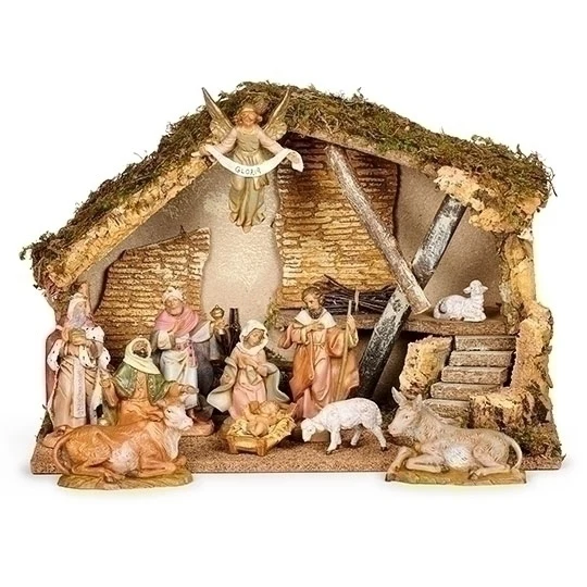 Fontanini 5" Nativity 11 Figurines Set with Italian Stable