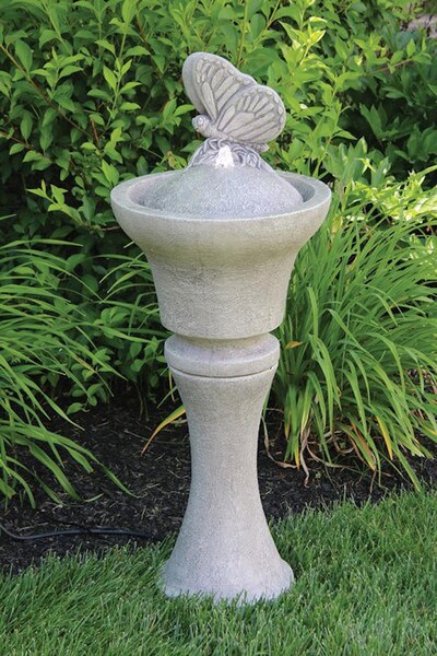Butterfly Garden Cement Lighted Fountain 39" High - Image 2