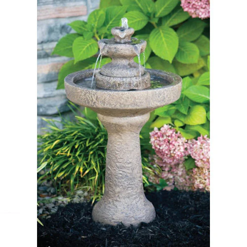 Round Stone Cement Garden Fountain 27" H - Image 2