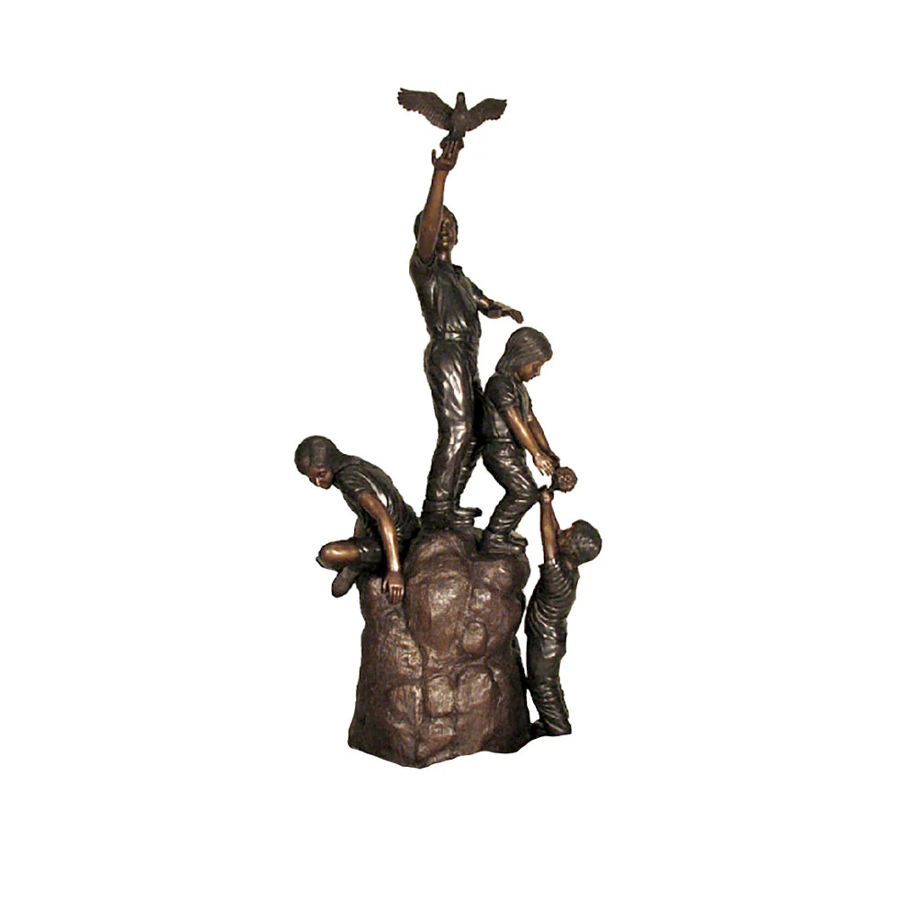 Four Children on Rock Bronze Sculpture 91" H