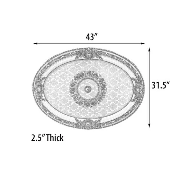 French Oval Ceiling Medallion 43 Inch - Image 4
