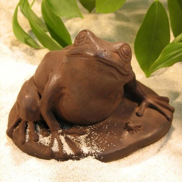 Frog With Bug Statue
