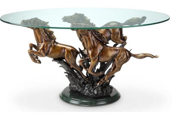 Galloping Wild Horses Coffee Table Sculpture