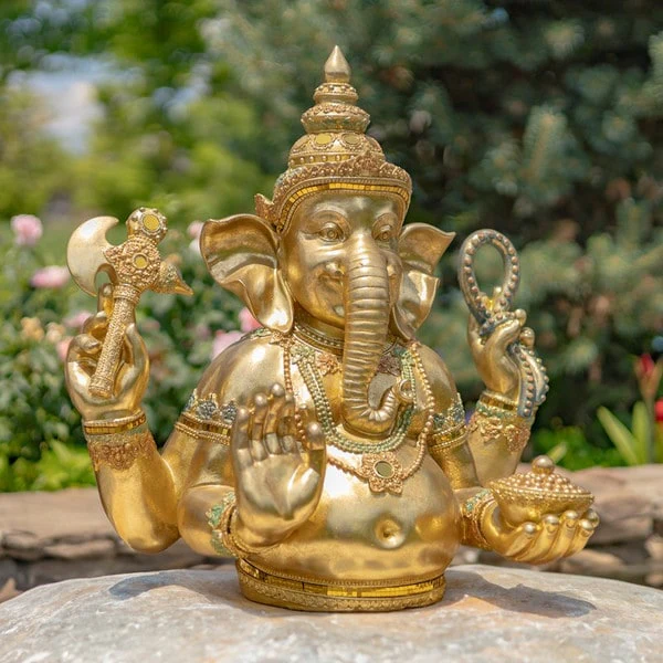 Ganesh Bust holding Attributes Garden Statue - Image 2