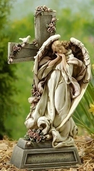 Garden Angel With Cross 14.75" - Image 2