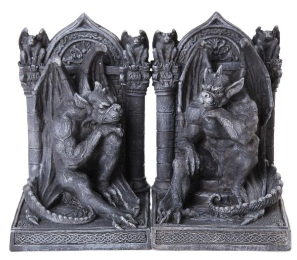 Gargoyle Thinker Bookend Set Statues