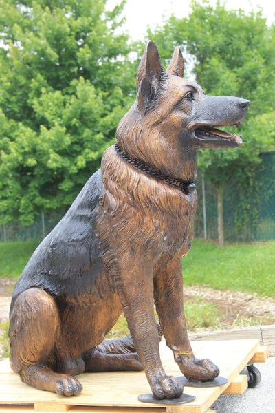 German Shepherd Bronze Dog Sitting Life-Size Sculpture - Image 2