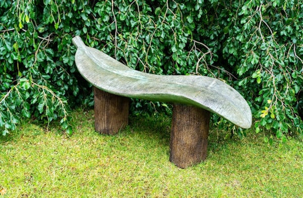 Giant Leaf Garden Bench Cast Stone - Image 2