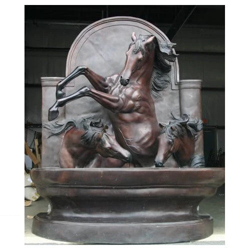 Three Horse Wall Fountain Medium Garden Sculpture