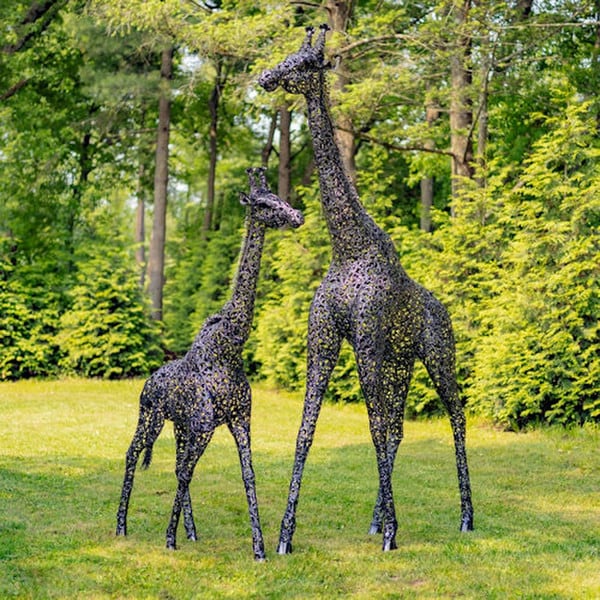 Giraffe Metal Garden Sculptures Pair - Image 2