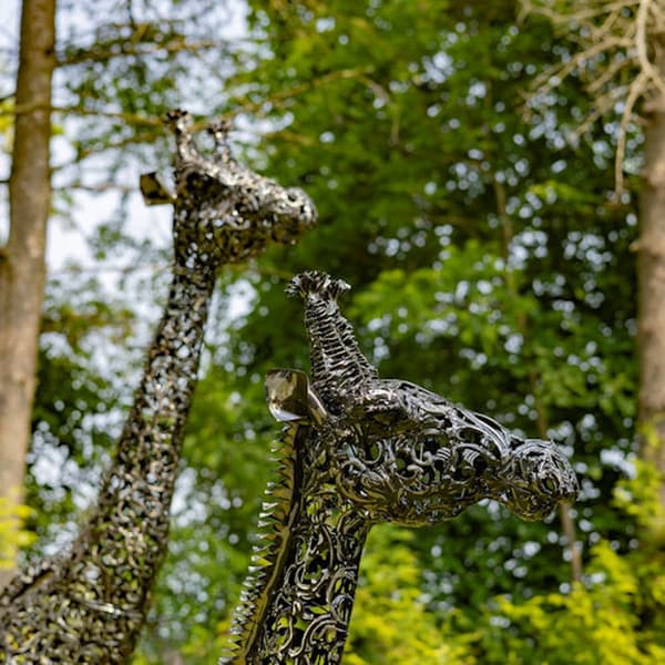 Giraffe Metal Garden Sculptures Pair - Image 3