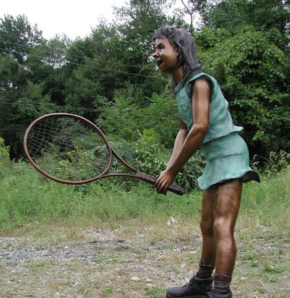 Girl Swinging A Tennis Racket Bronze - Image 4