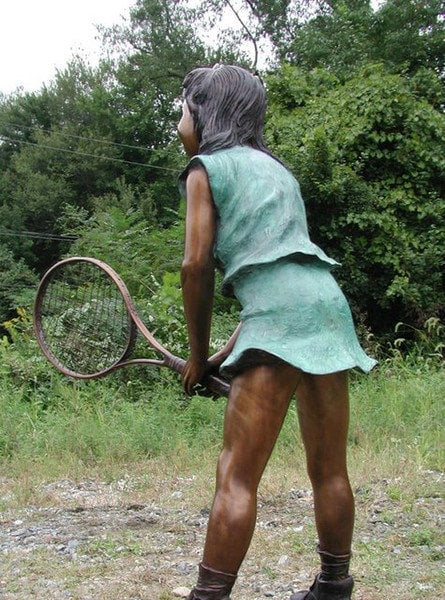 Girl Swinging A Tennis Racket Bronze - Image 5