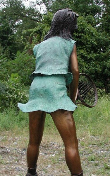 Girl Swinging A Tennis Racket Bronze - Image 6