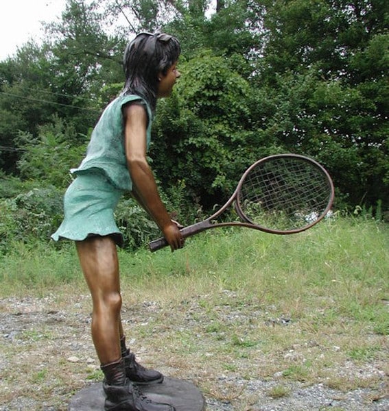 Girl Swinging A Tennis Racket Bronze - Image 7