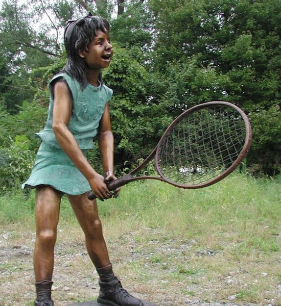 Girl Swinging A Tennis Racket Bronze - Image 8
