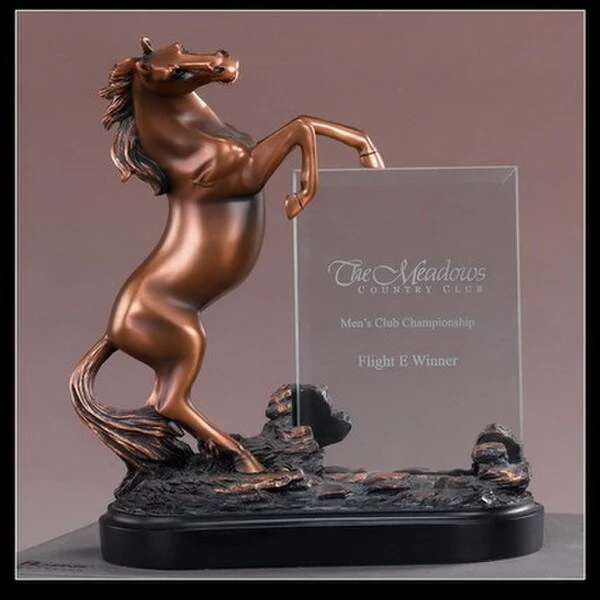 Glass Imprint Horse Frame Award Sculpture - Image 2