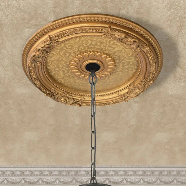 Golden Leaf Chandelier Ceiling Medallion 24" - Image 2