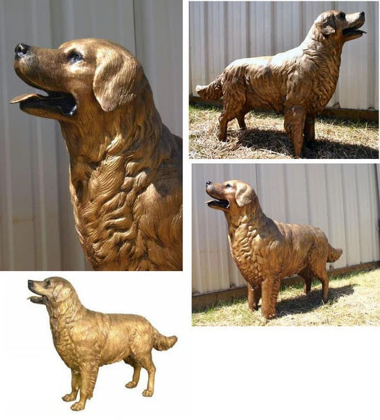 Golden Retriever Life Size Bronze Statue - Image 3