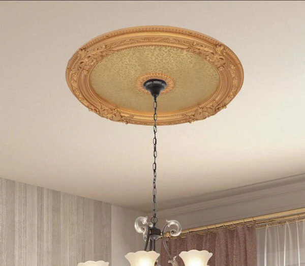 Golden Round Chandelier Ceiling Medallion 36" - Image 2