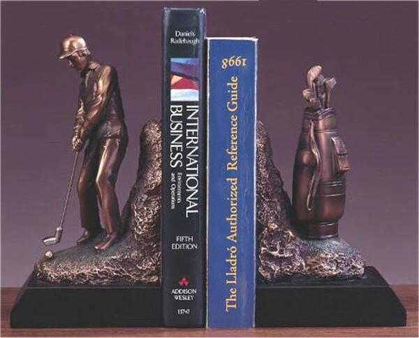Golfer and Golf Clubs Bookends Sculptural