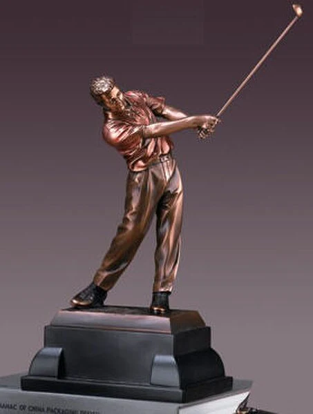 Golfer in Golf Swing Sculpture 14" High Award Trophy