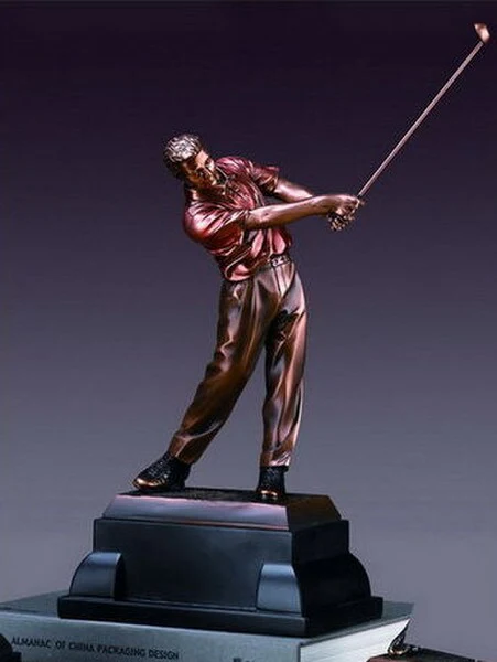 Golfer in Golf Swing Sculpture 14" High Award Trophy - Image 2