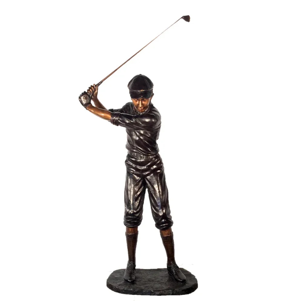 Golfer In Swing 85" High Bronze Life-Size Sculpture