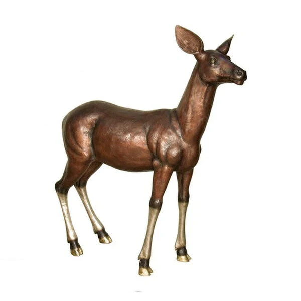 Graceful Doe Bronze Deer Statue Life Size