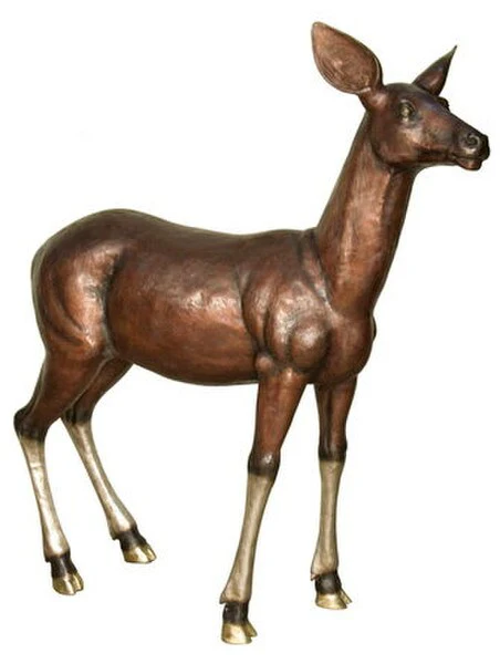 Graceful Doe Bronze Deer Statue Life Size - Image 2