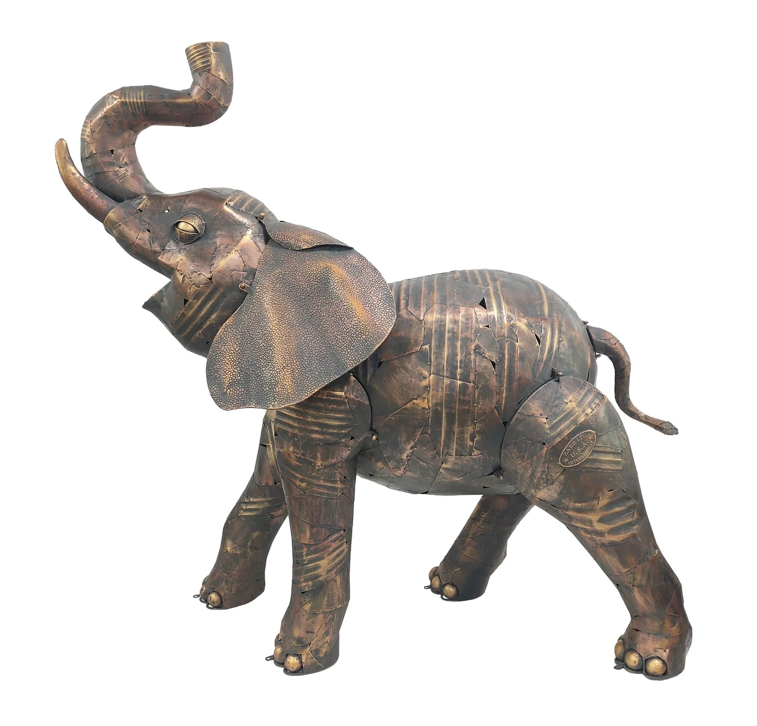 Grand Life-Size Elephant Trunk Up Iron Garden Statue - Image 4
