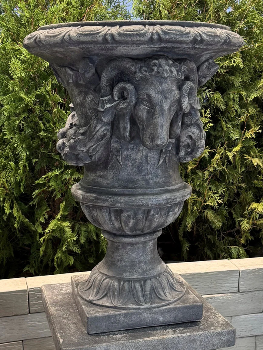 Grand Ram’s Head Estate Garden Urn Planter 39" H - Image 2