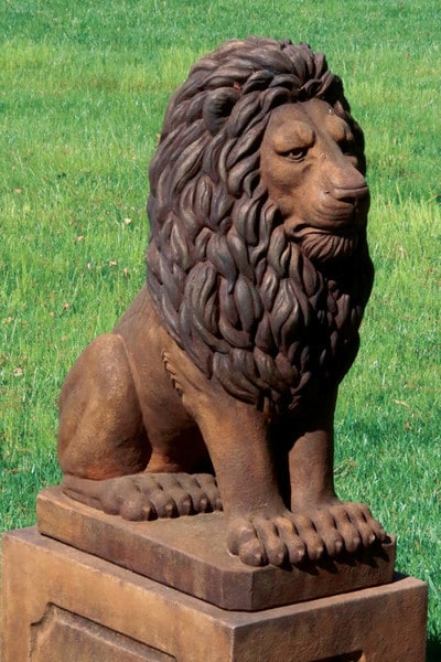 Grandessa Sitting Lion on Pedestal Sculpture Set - Image 3