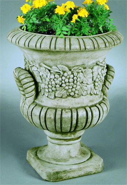 Grape Handle Urn Large Cast Stone 20" High
