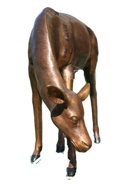 Grazing Doe Deer Life-size Bronze Sculpture - Image 2