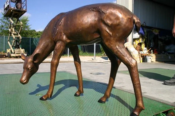 Grazing Doe Deer Life-size Bronze Sculpture - Image 4