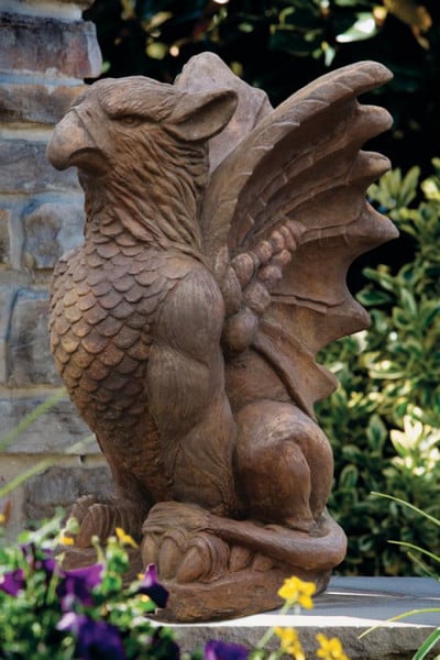 Griffin Sculpture Cast Stone 26.25" High