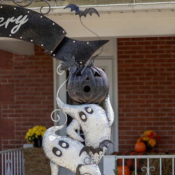 Halloween Cemetery Arch Lighted Pumpkins - Image 3
