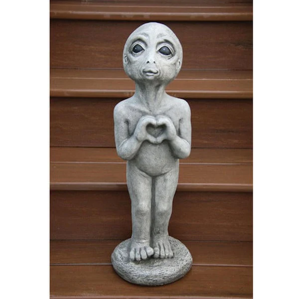 Heart Hand Gesture Alien Garden Statue