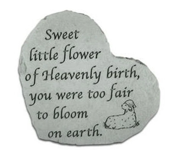 Heart Memorial with verse Sweet Little Flower... Garden Scul