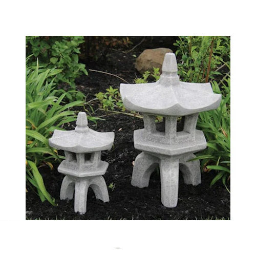 Hex Pagoda Pair Cement Small Large Set Lantern's