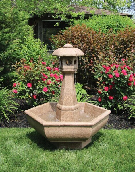 Asian Hexagonal Pagoda Fountain with Light 48.75" High - Image 2