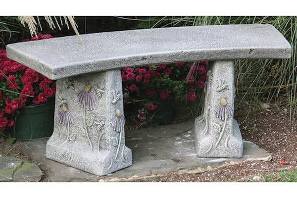 Honeybee Curved Garden Bench Cement - Image 3