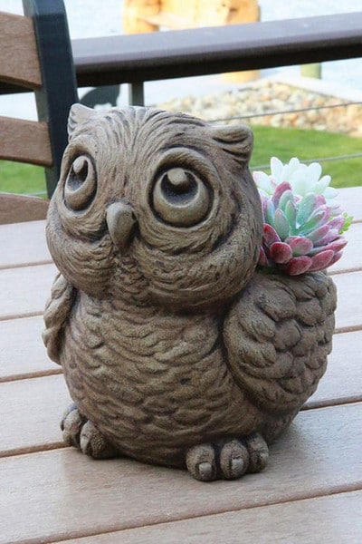 Hoot Cement Owl Planter Sculpture