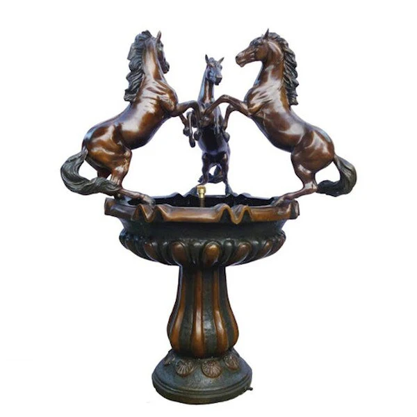 Horses Rearing Trio Bronze Fountain